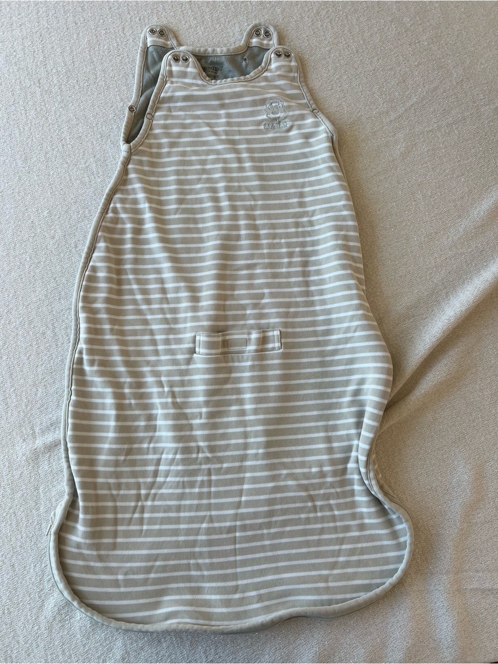 Woolino tan and white sleep sack wool super soft size 2-24 months zipper closure